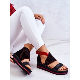 Sandalias Piel Cuña Maciejka 05356-01 Negro y Rojo 5
