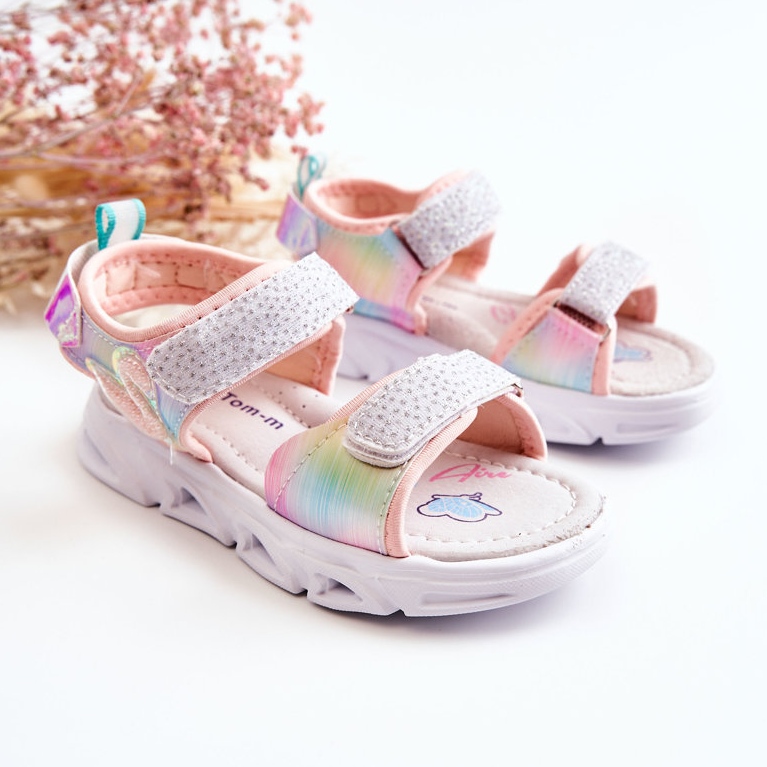 PJ2 Sandalias Infantiles Clásicas Con Velcro Multicolor Darrin rosado 1