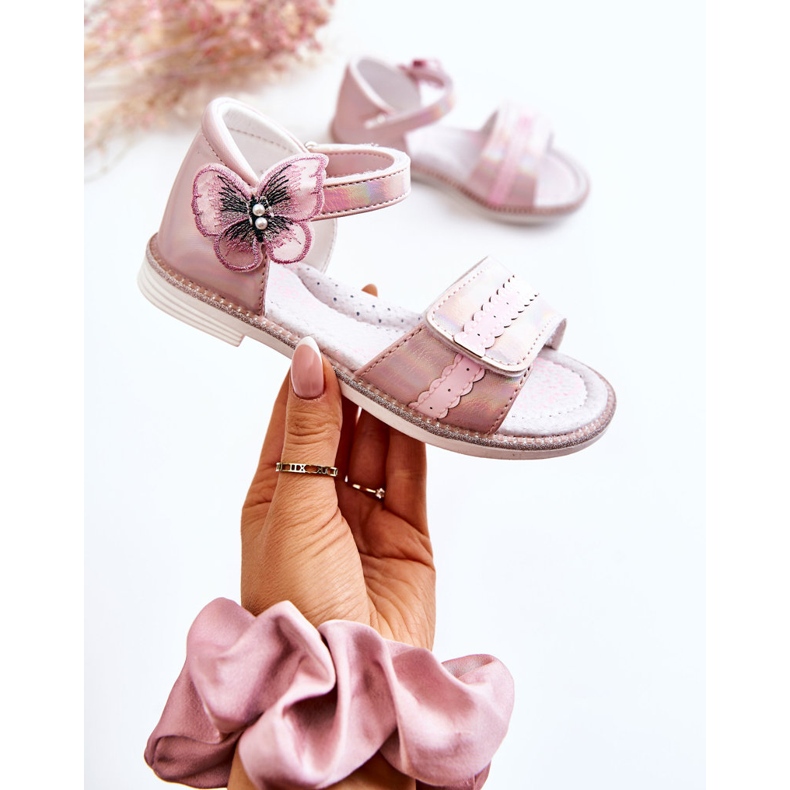 PJ2 Sandalias Infantiles Con Mariposa Rosa Nicoll 1