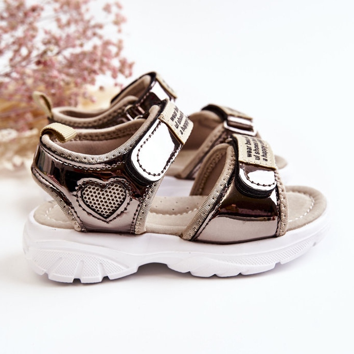 PJ2 Sandalias Infantiles De Piel Con Velcro Amoss Dorado Oscuro marrón 2