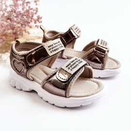 PJ2 Sandalias Infantiles De Piel Con Velcro Amoss Dorado Oscuro marrón 4