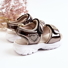 PJ2 Sandalias Infantiles De Piel Con Velcro Amoss Dorado Oscuro marrón 6