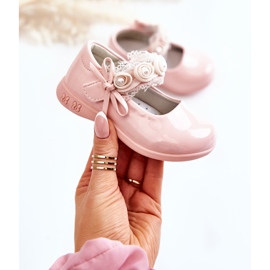 PA1 Bailarinas Infantiles Con Velcro Con Puntilla Rosa Evelyn rosado 1