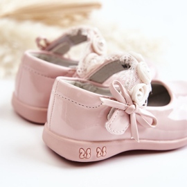 PA1 Bailarinas Infantiles Con Velcro Con Puntilla Rosa Evelyn rosado 5