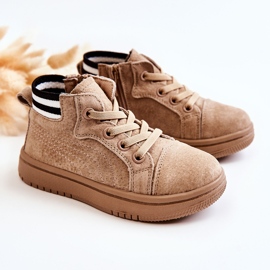 Deportivas Infantiles Altas Boone Beige Con Cremallera 3