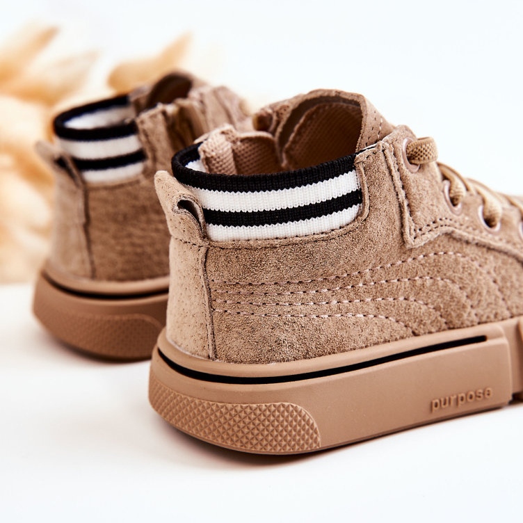 Deportivas Infantiles Altas Boone Beige Con Cremallera 2 Deportivas Infantiles Altas Boone Beige Con Cremallera 2