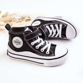 Deportivas Infantiles De Piel Con Velcro Negro Bruni 3
