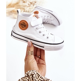 PA1 Deportivas Infantiles De Piel Con Velcro Blanco Bruni 5