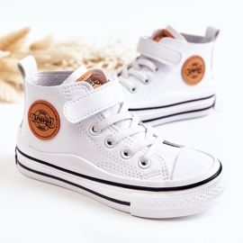 PA1 Deportivas Infantiles De Piel Con Velcro Blanco Bruni 4
