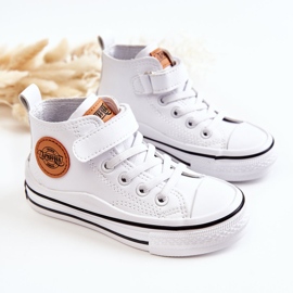 PA1 Deportivas Infantiles De Piel Con Velcro Blanco Bruni 1