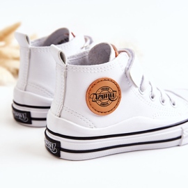 PA1 Deportivas Infantiles De Piel Con Velcro Blanco Bruni 3
