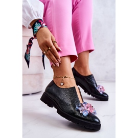 PA2 Elegantes Zapatos De Cuero Con Decoración Cindy Verde Oscuro 4