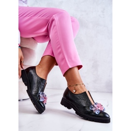 PA2 Elegantes Zapatos De Cuero Con Decoración Cindy Verde Oscuro 5