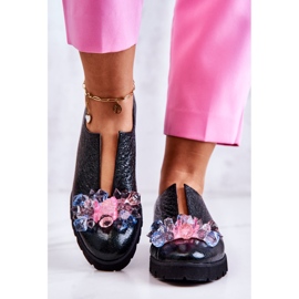 PA2 Elegantes Zapatos De Cuero Con Decoración Cindy Verde Oscuro 3