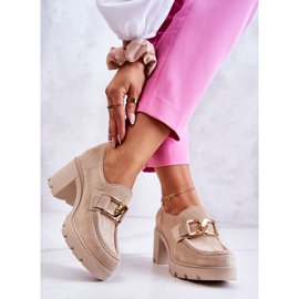 PL5 Zapatos elegantes sobre un pilar con decoración dorada Harmell beige claro dorado 2