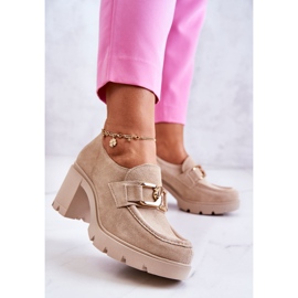 PL5 Zapatos elegantes sobre un pilar con decoración dorada Harmell beige claro dorado 3