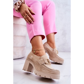 PL5 Zapatos elegantes sobre un pilar con decoración dorada Harmell beige claro dorado 6
