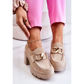 PL5 Zapatos elegantes sobre un pilar con decoración dorada Harmell beige claro dorado 8