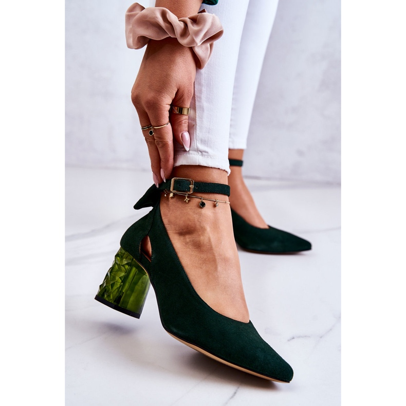 Zapatos De Tacón De Ante Con Lazo Maciejka 05059-09 Verde oscuro 1