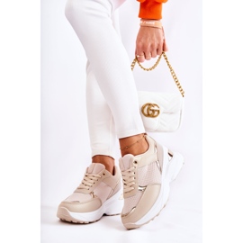 PG1 Deportivas Mujer Brillantes Con Cuña Beige Actividad dorado 4