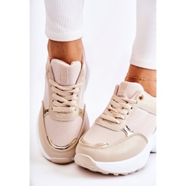 PG1 Deportivas Mujer Brillantes Con Cuña Beige Actividad dorado 1