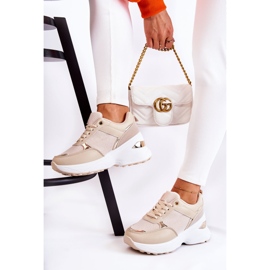 PG1 Deportivas Mujer Brillantes Con Cuña Beige Actividad dorado 5