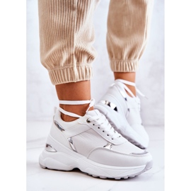 PG1 Zapatos Deportivos Brillantes De Mujer Con Cuña, Blanco Actividad plata 3
