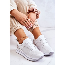 PG1 Zapatillas Deportivas Clásicas Para Mujer En Una Cuña, Blancas Avanzadas blanco plata 6