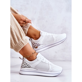 PG1 Zapatillas Deportivas Clásicas Para Mujer En Una Cuña, Blancas Avanzadas blanco plata 8