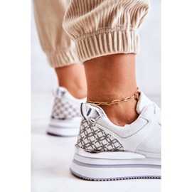 PG1 Zapatillas Deportivas Clásicas Para Mujer En Una Cuña, Blancas Avanzadas blanco plata 4