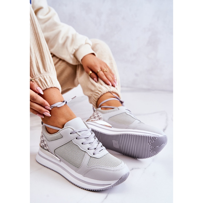PG1 Zapatillas Deportivas Clásicas Mujer Con Cuña Gris Avanzado plata 2