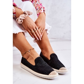 PG1 Alpargatas De Mujer De Tela Con Zirconia Cúbica Negro Deimos 6