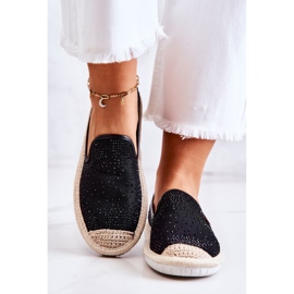 PG1 Alpargatas De Mujer De Tela Con Zirconia Cúbica Negro Deimos 5