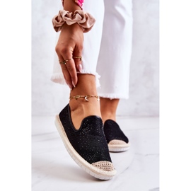 PG1 Alpargatas De Mujer De Tela Con Zirconia Cúbica Negro Deimos 1
