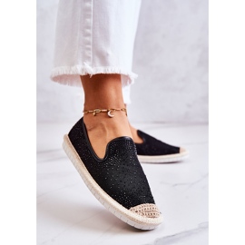 PG1 Alpargatas De Mujer De Tela Con Zirconia Cúbica Negro Deimos 3