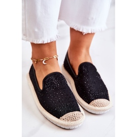 PG1 Alpargatas De Mujer De Tela Con Zirconia Cúbica Negro Deimos 4