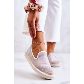 PG1 Alpargatas Mujer De Tejido Con Zirconia Cúbica Gris Deimos blanco plata 1