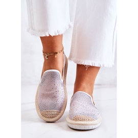 PG1 Alpargatas Mujer De Tejido Con Zirconia Cúbica Gris Deimos blanco plata 4