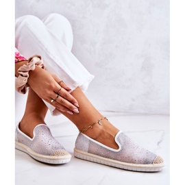 PG1 Alpargatas Mujer De Tejido Con Zirconia Cúbica Gris Deimos blanco plata 6