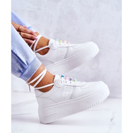 PS1 Zapatillas Deportivas De Mujer Con Cordones Blanco Manila 8