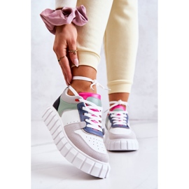 PS1 Deportivas de Mujer en Piel, Blanco-Gris Florentino verde 2 PS1 Deportivas de Mujer en Piel, Blanco-Gris Florentino verde 2