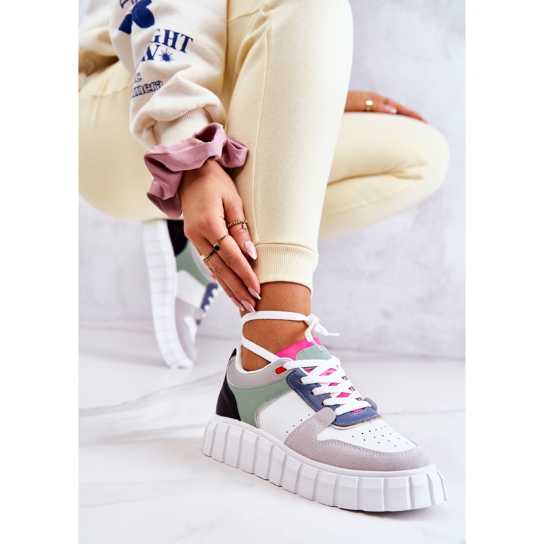 PS1 Deportivas de Mujer en Piel, Blanco-Gris Florentino verde 1 PS1 Deportivas de Mujer en Piel, Blanco-Gris Florentino verde 1