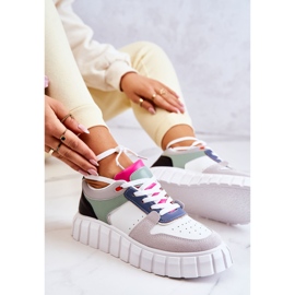 PS1 Deportivas de Mujer en Piel, Blanco-Gris Florentino verde 7