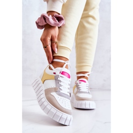 PS1 Deportivas Mujer Piel Florentino Blanco y Beige amarillo 1