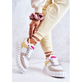 PS1 Deportivas Mujer Piel Florentino Blanco y Beige amarillo 2