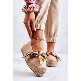 PS1 Alpargatas Mujer Piel Con Cadena Fantasía Beige rosado 1