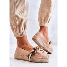 PS1 Alpargatas Mujer Piel Con Cadena Fantasía Beige rosado 2