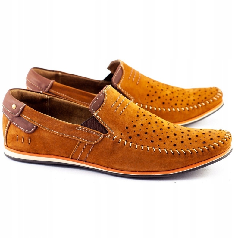 KOMODO Zapatos de hombre mocasines 876 verano camel marrón naranja 2