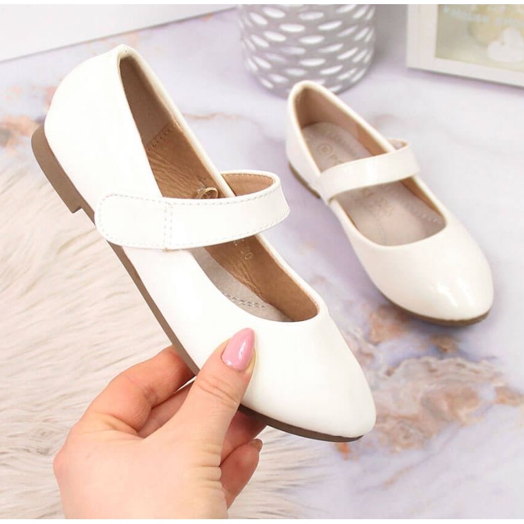 Bailarinas de Niña Con Velcro Comunión Blanco Potocki 1