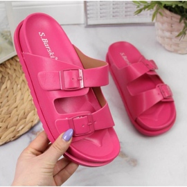 Pantuflas De Goma Con Broches Rosas En S.Barski rosado 1